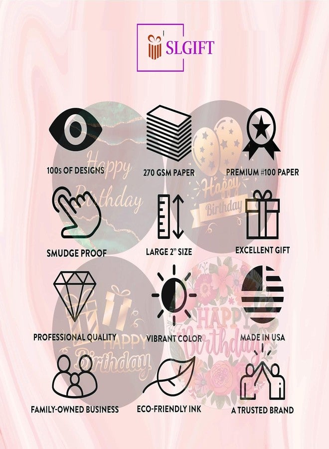 SLGIFT Vinyl Happy Birthday Theme Sticker, Self-Adhesive Vinyl Stickers, 40 Pieces, 2 x 2 Inches Round Sticker, 4 Unique Designs, R191 - Image 5